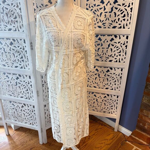 Soft Surroundings Ivory Crochet Dress Sz L/XL - Picture 6 of 6